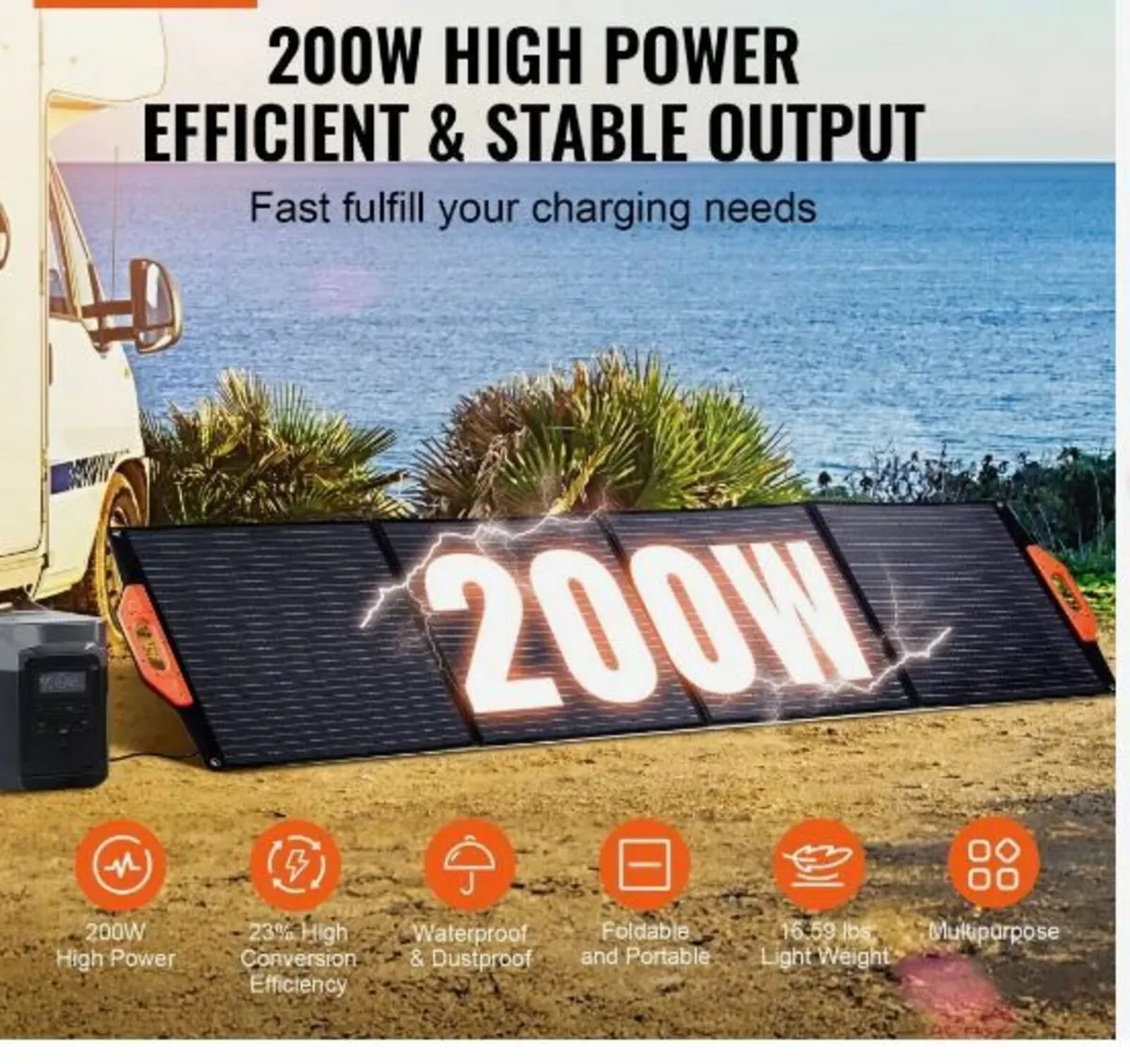 Portable Monocrystalline Solar Panel, 200W - Image 2