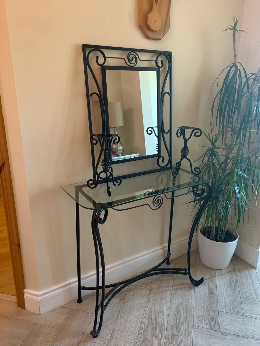 Console Table, Mirror & Candle Holders Set - Image 1