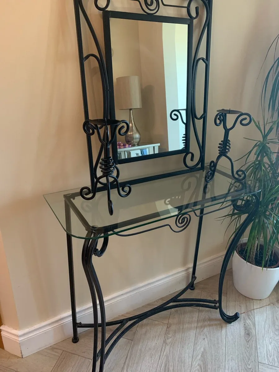 Console Table, Mirror & Candle Holders Set - Image 2