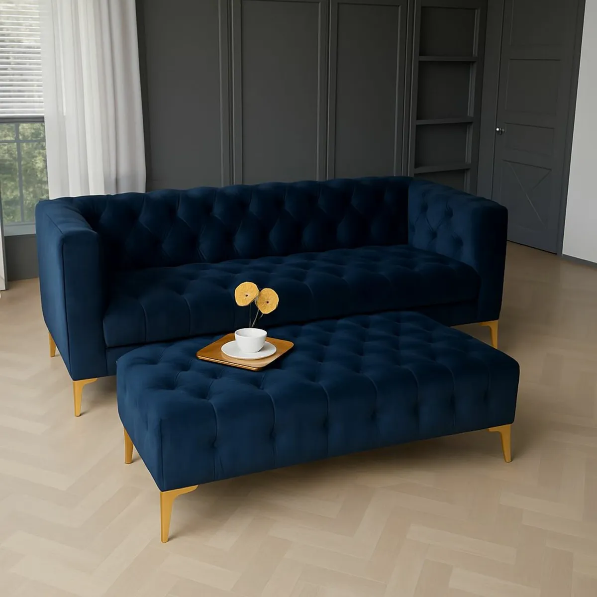 Chesterfield Lux Coffee Table or Footstool 60x80cm - Image 4