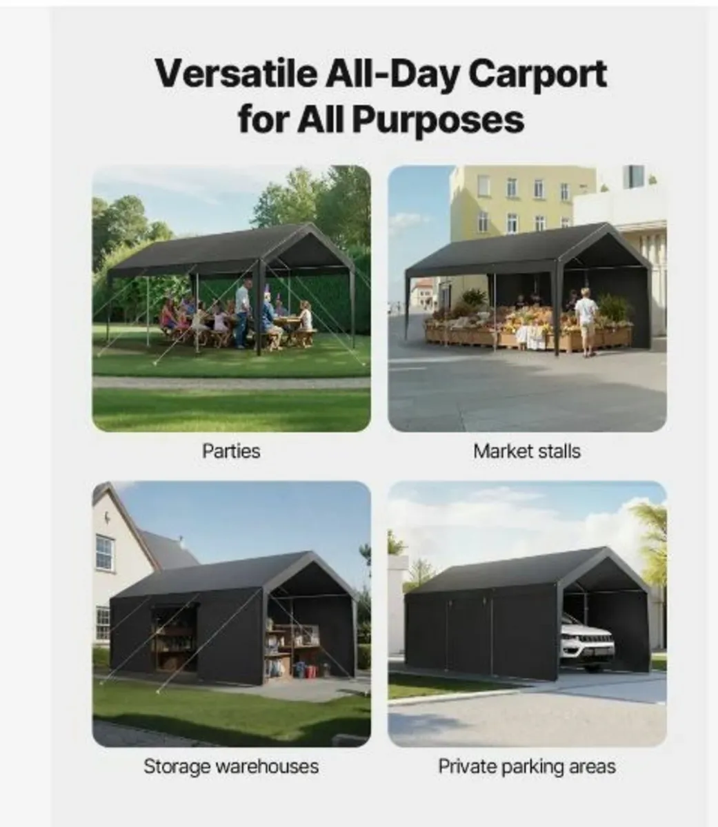 Carport, 10 x 20 FT Outdoor Car Canopy - Image 3