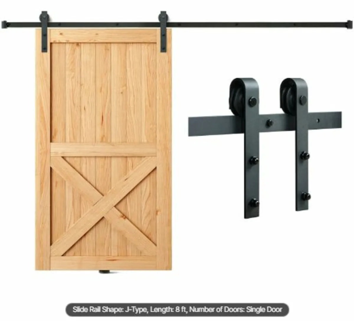 8FT Sliding Barn Door Hardware Kit, 149.7 kg - Image 1