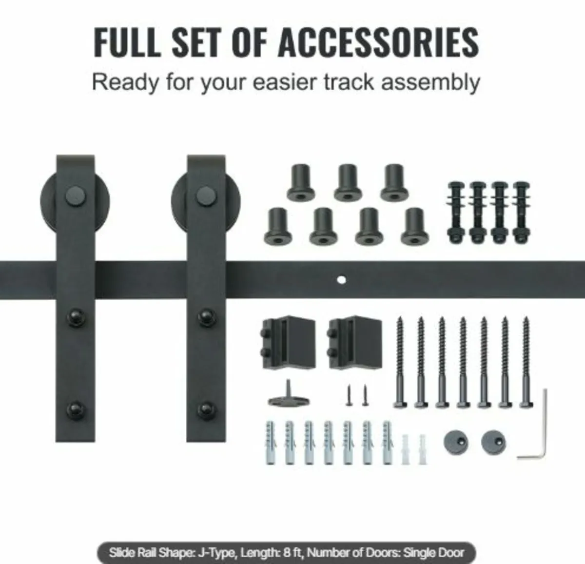 8FT Sliding Barn Door Hardware Kit, 149.7 kg - Image 3