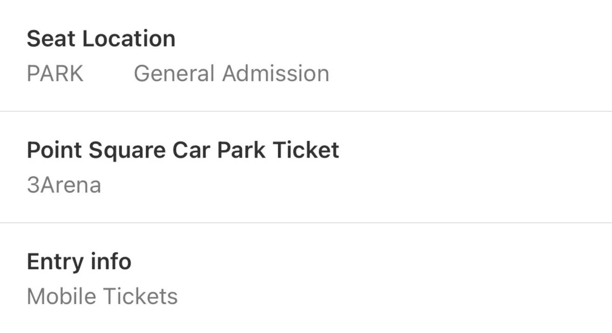 3Arena Parking Ticket - Offspring - Image 2