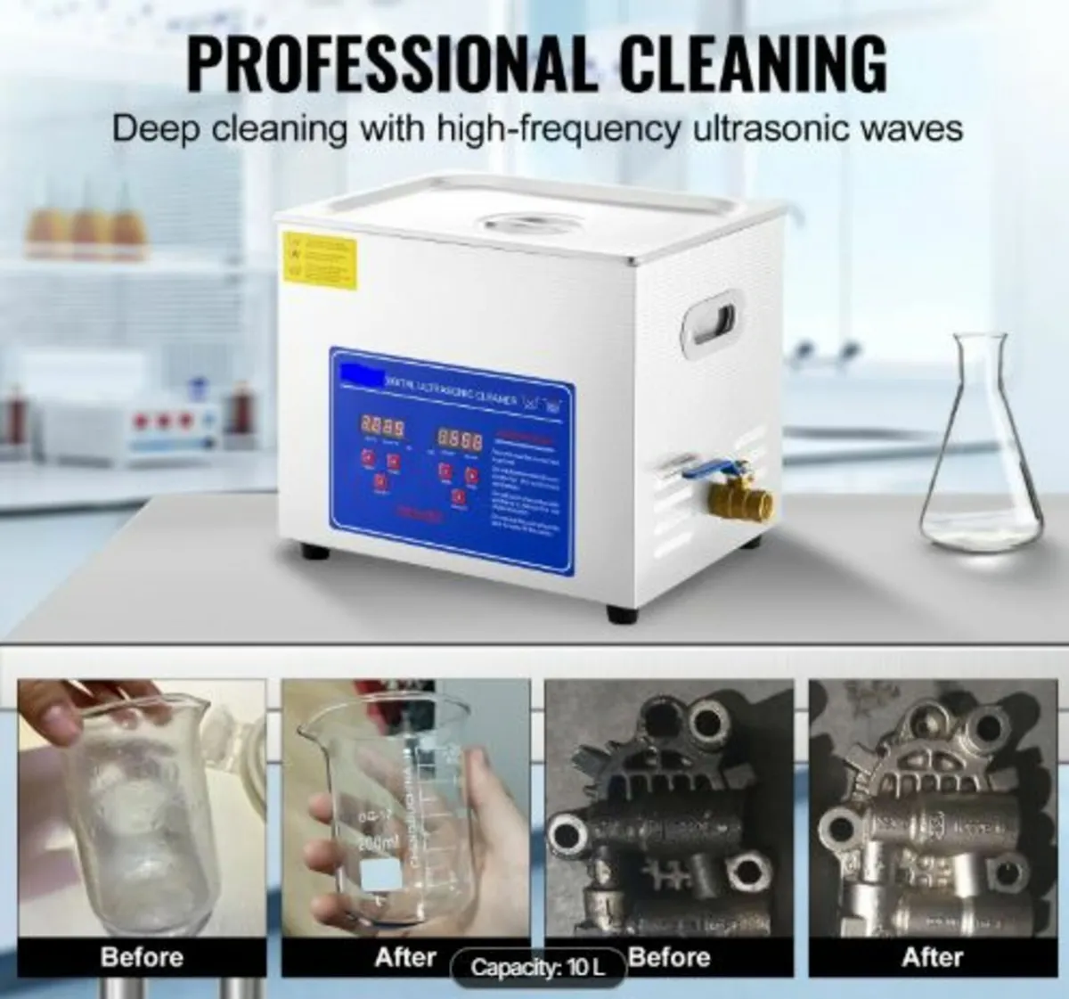 Professional Ultrasonic Cleaner, 10 L Ultrasonic - Image 2