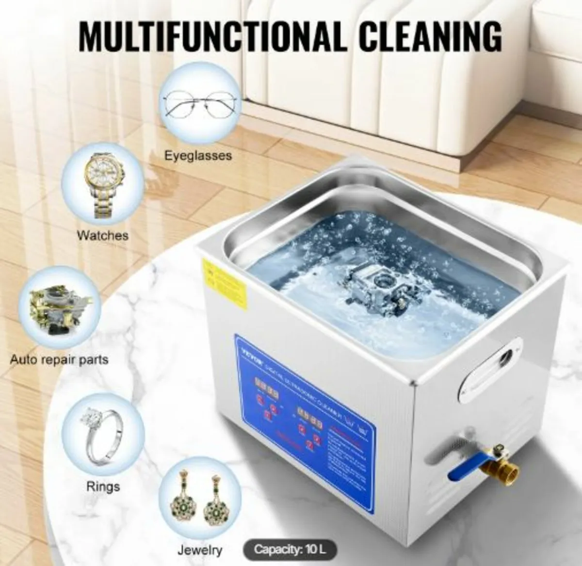 Professional Ultrasonic Cleaner, 10 L Ultrasonic - Image 3