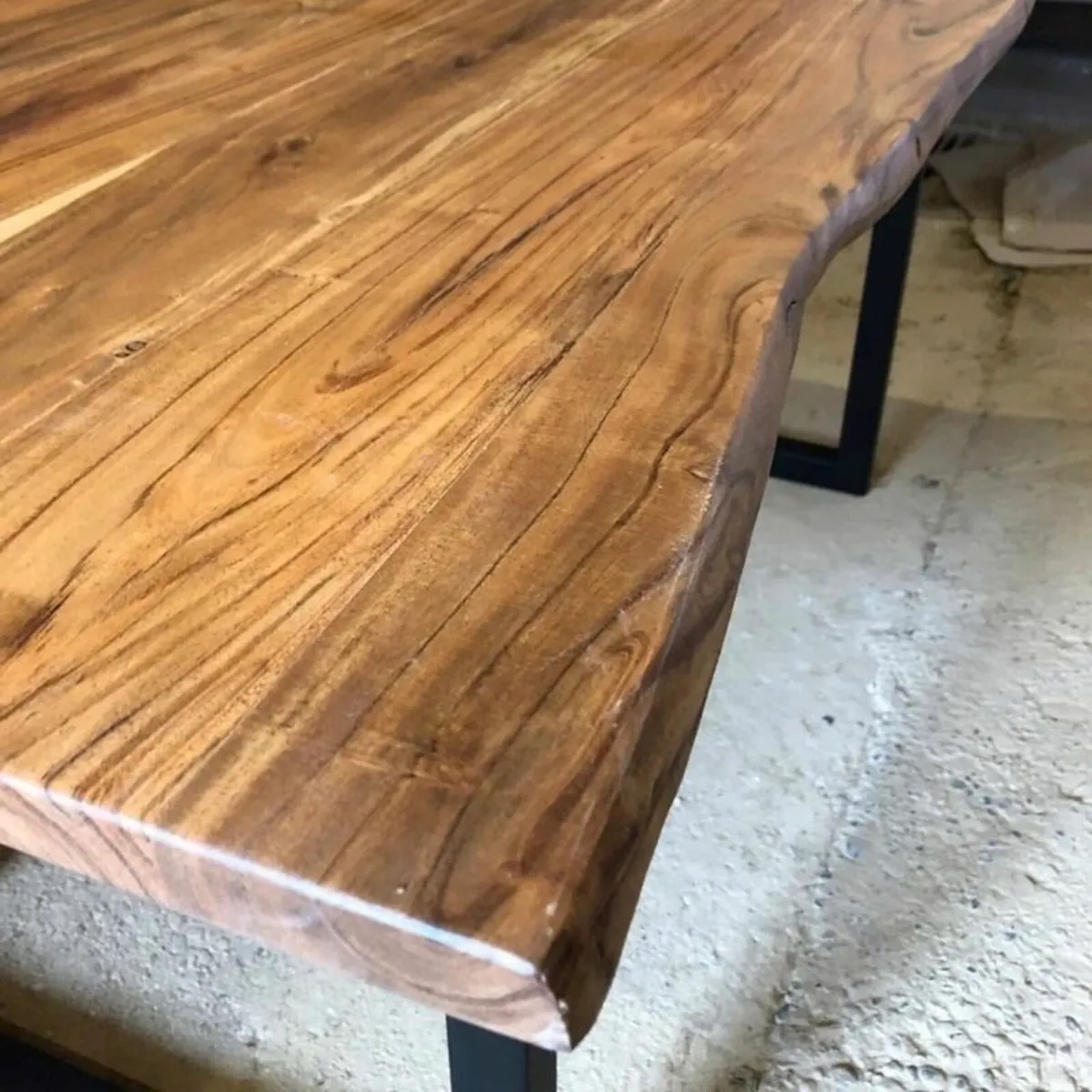Solid Acacia Wood Dining Table 160 - Rustic - Image 4