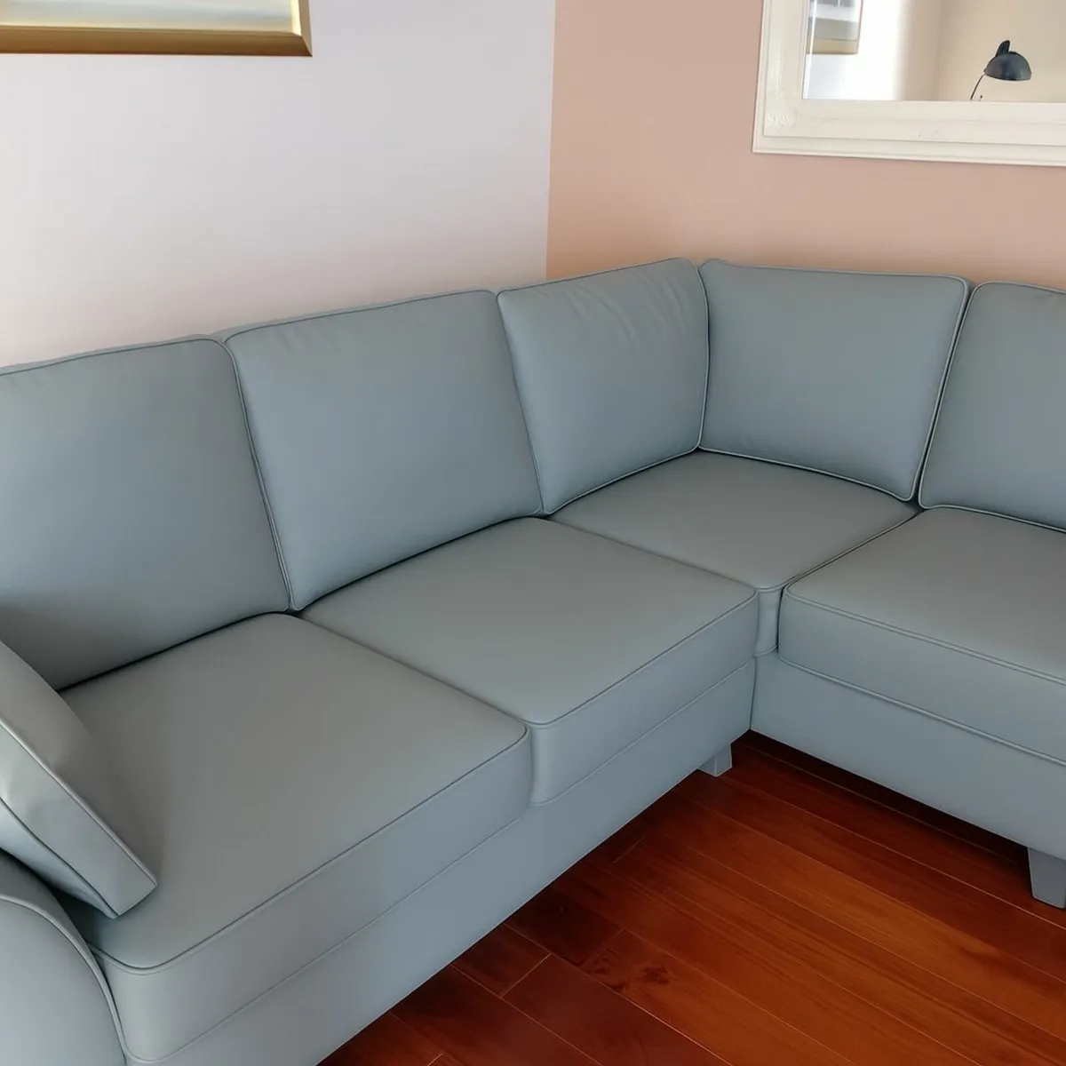 Cannes Corner Leather Couch with Ottoman Footstool - Image 2