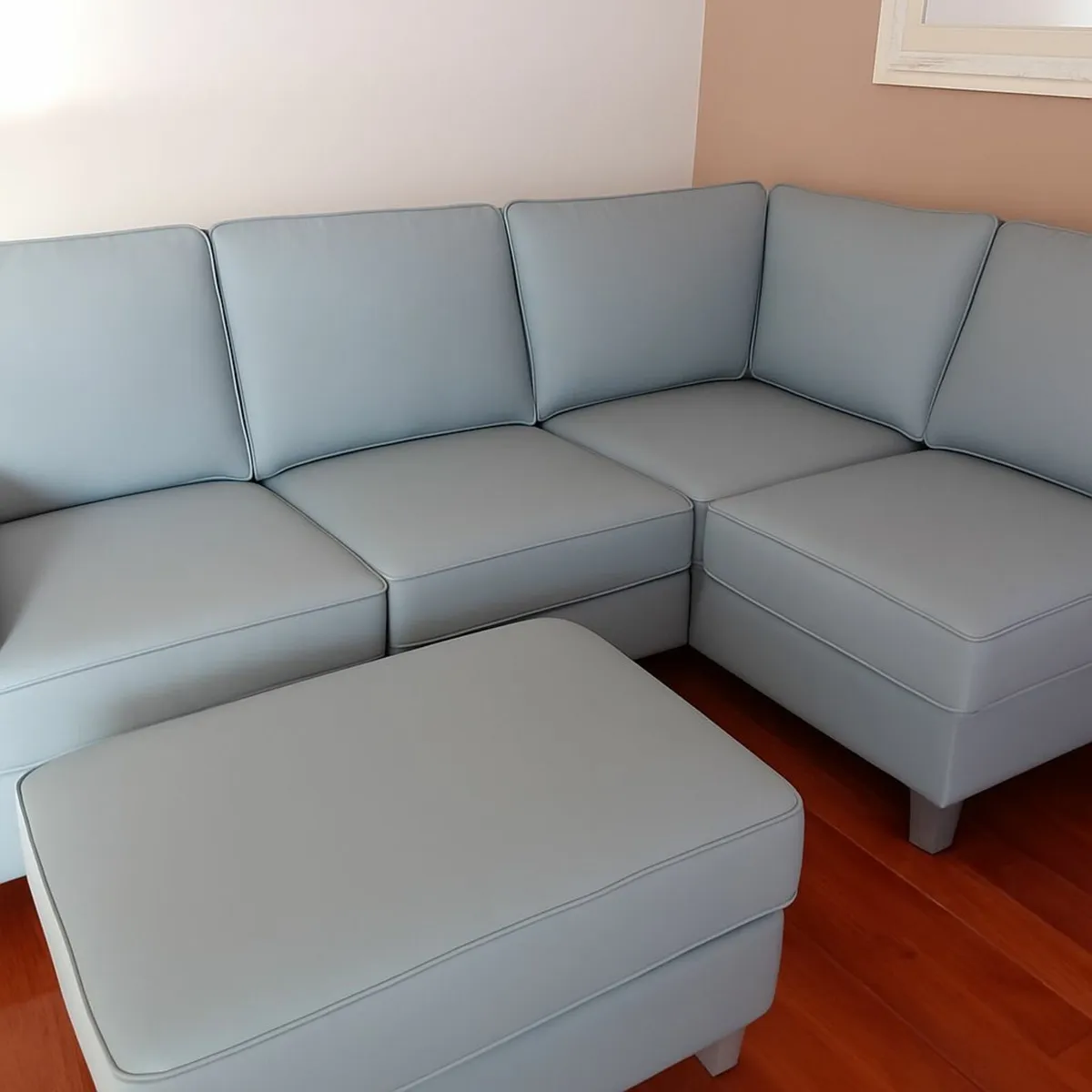 Cannes Corner Leather Sofa with Ottoman Footstool - Image 1