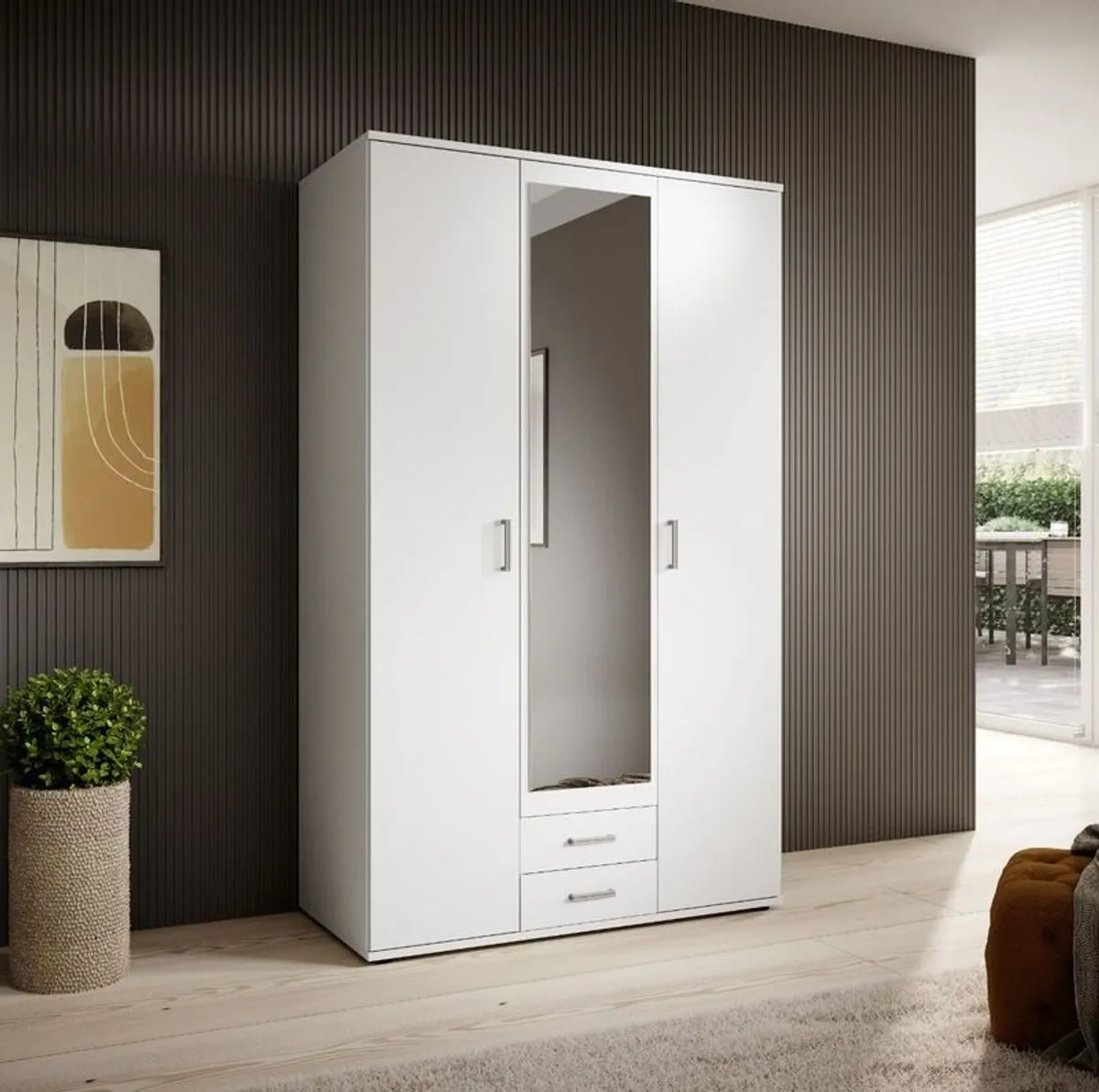 Premium 3-Door Wardrobe with Mirror & Drawers - Stylish & Practical - Image 3