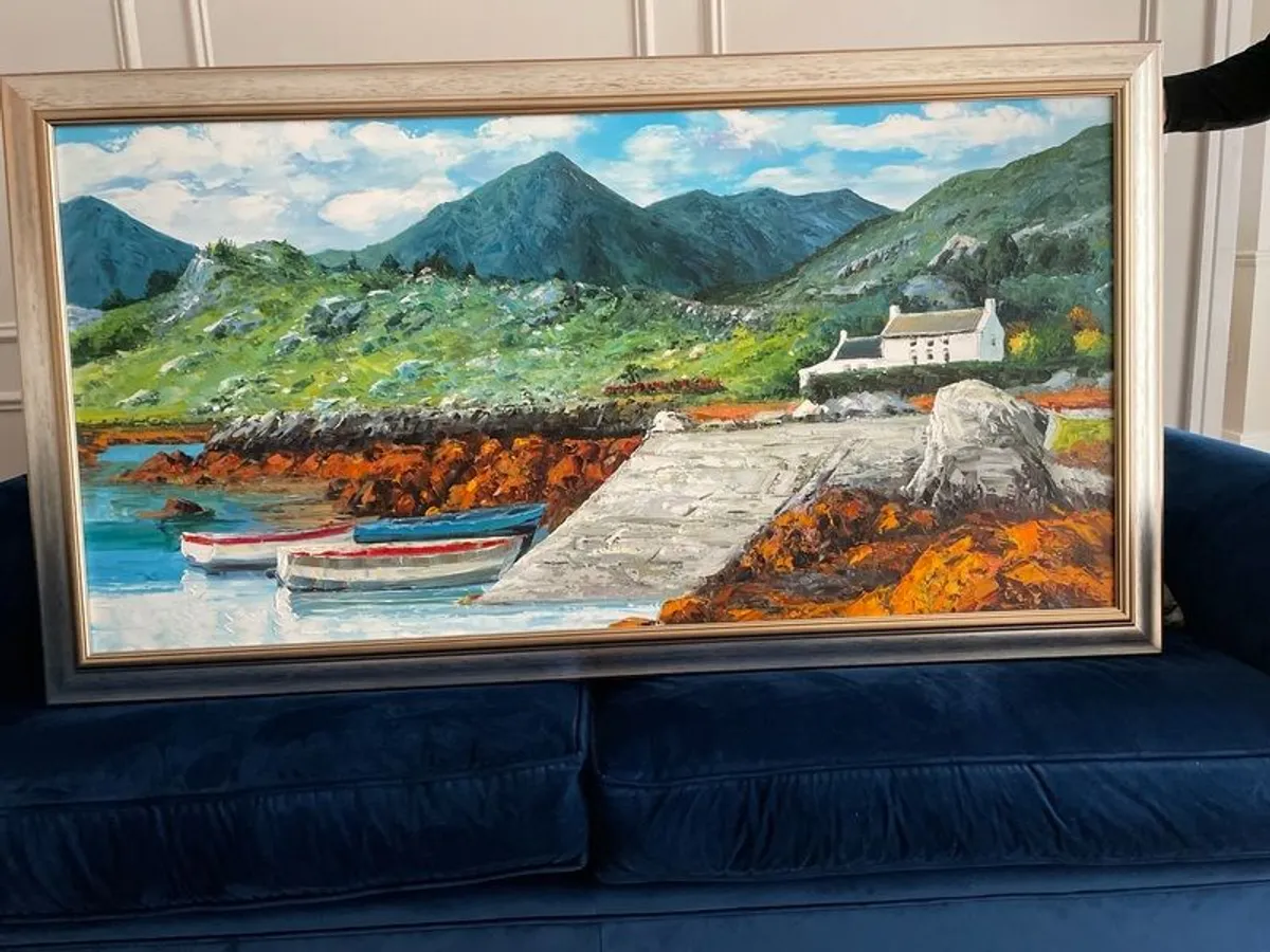 large oil on canvas painting - Image 1
