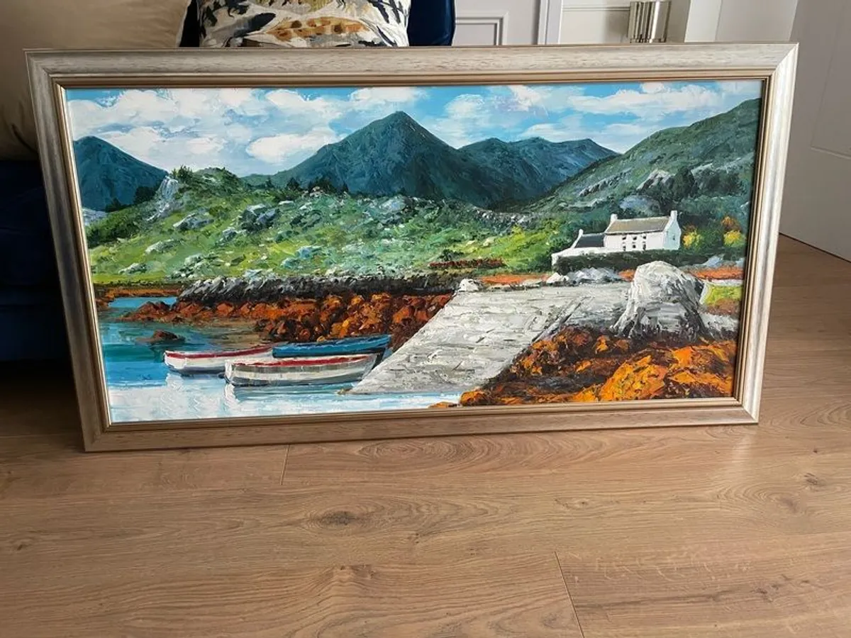 large oil on canvas painting - Image 2