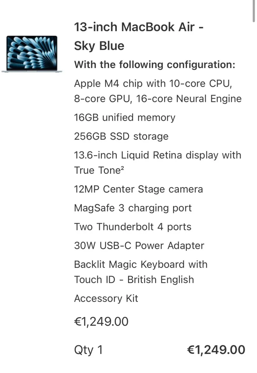 Mac Book Air M4 chip , 16GB memory, 256GB - Image 3