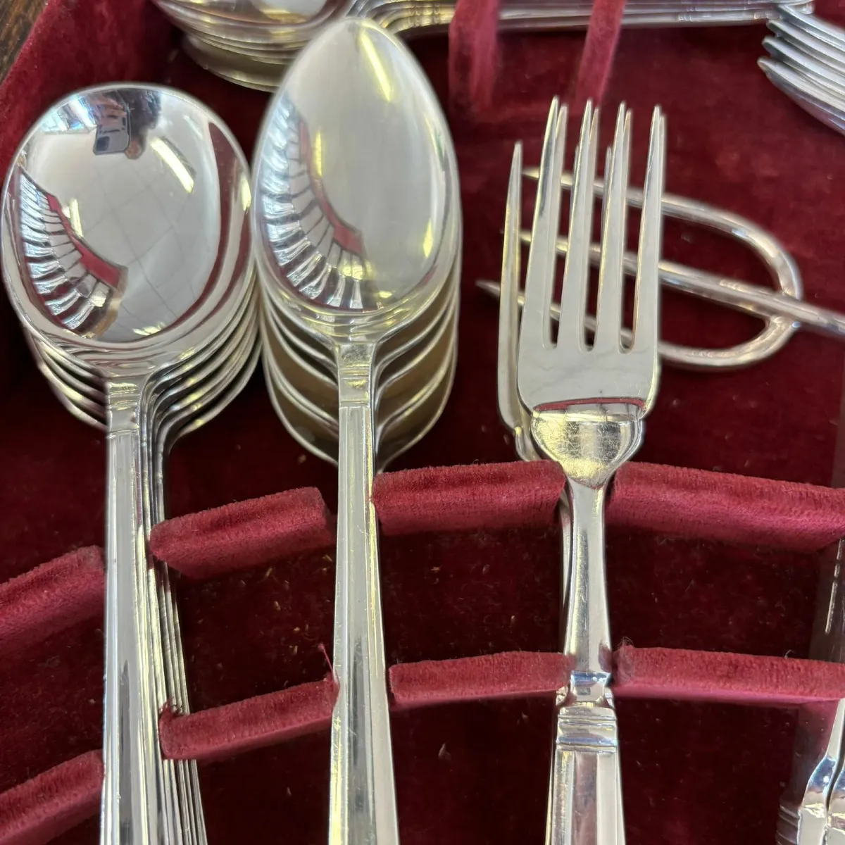 Set of silver-plated cutlery in a wooden case with - Image 4