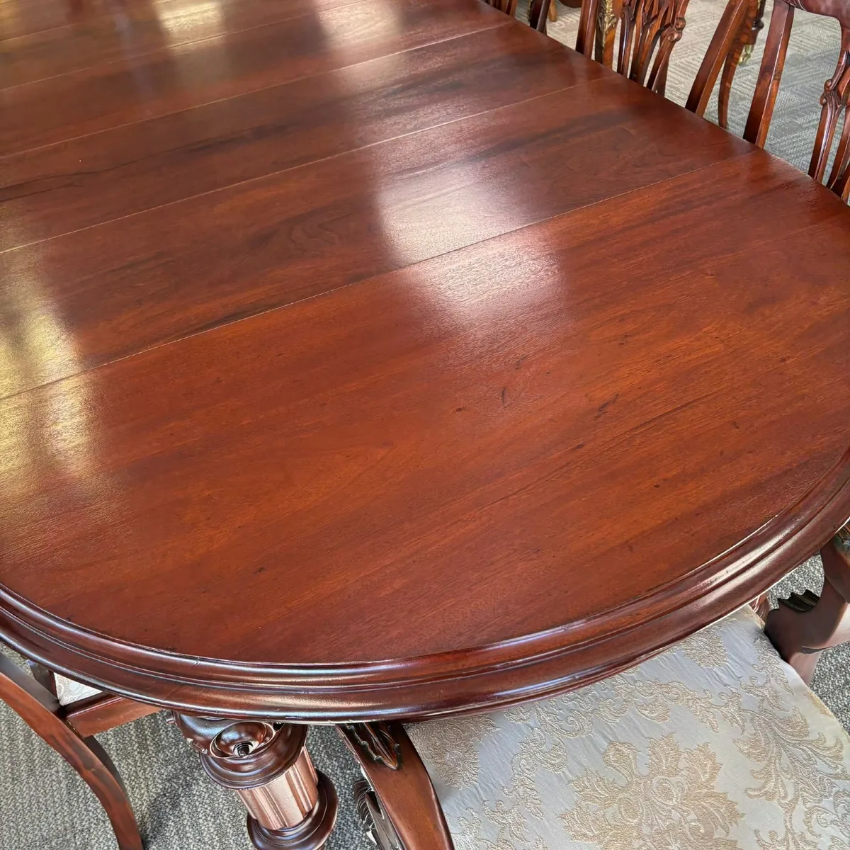 Quality mahogany extendable dining table, with 10 - Image 4