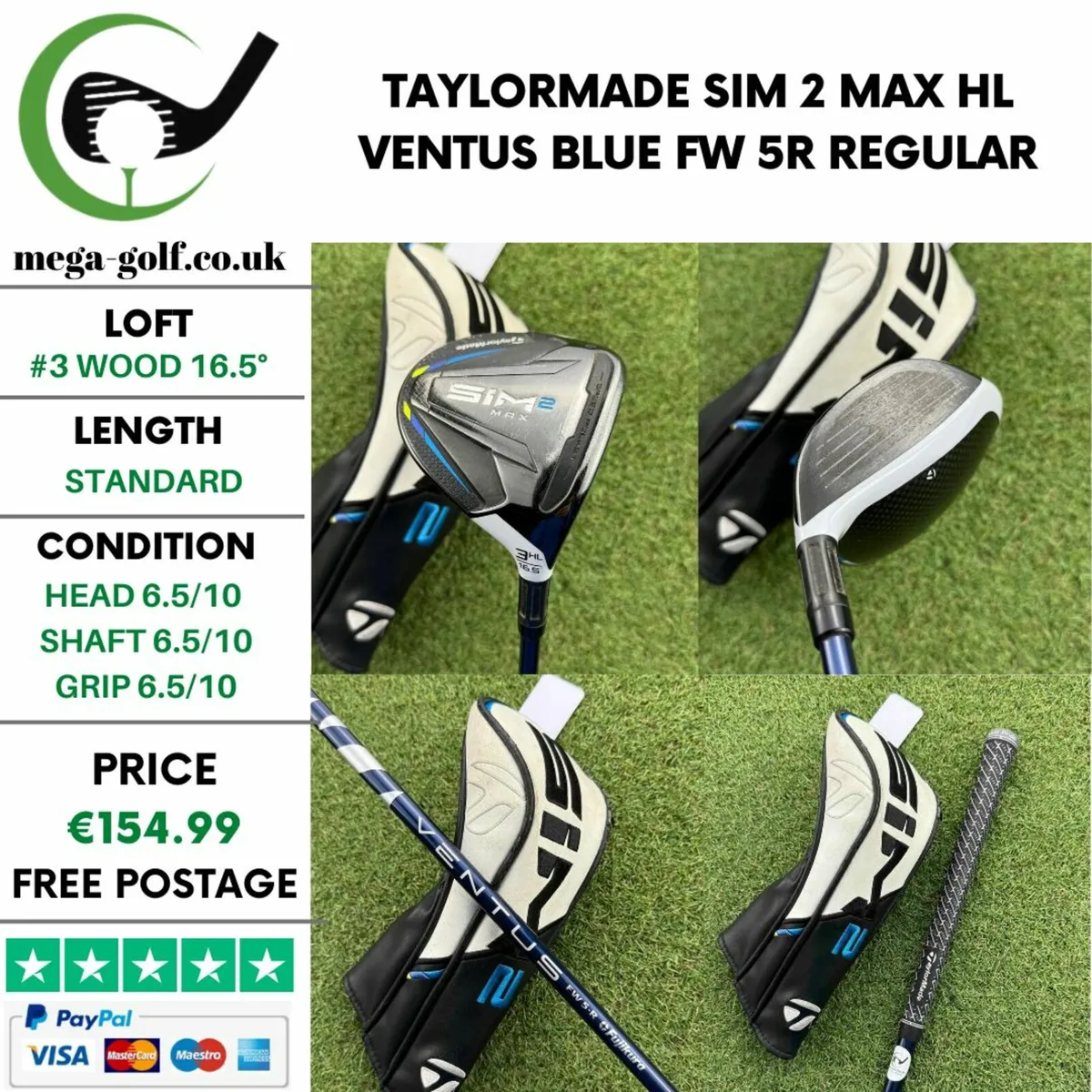 Taylormade Sim 2 Max HL #3 Wood 16.5° / Regular - Image 1