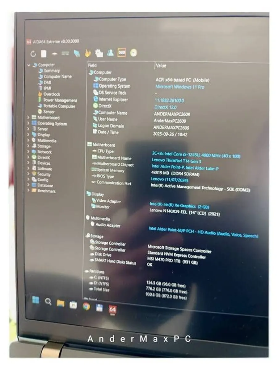 Lenovo ThinkPad T14 Gen3, 48GB RAM, 1TB SSD, FHD Touch Screen - Image 4