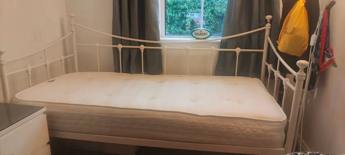 Laura Ashley White Metal Sofa Bed with Mattress - Image 2