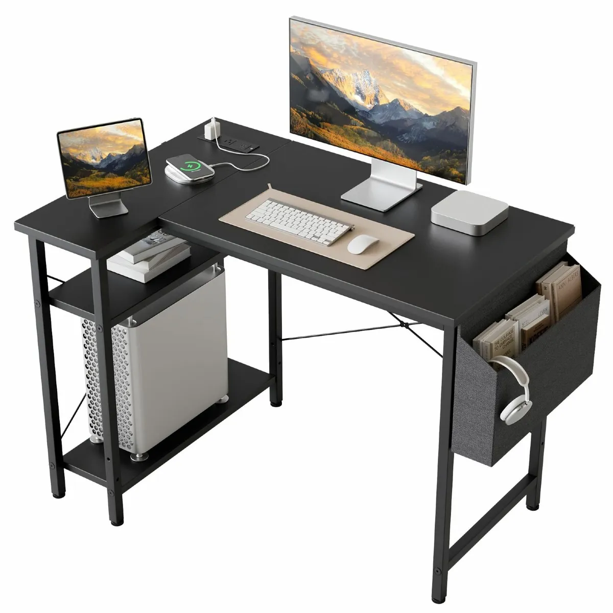 Small L Shaped Desk Power Outlets100 cm Computer C - Image 1