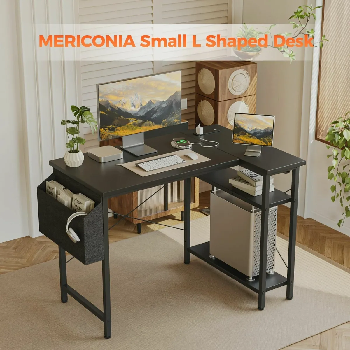 Small L Shaped Desk Power Outlets100 cm Computer C - Image 3