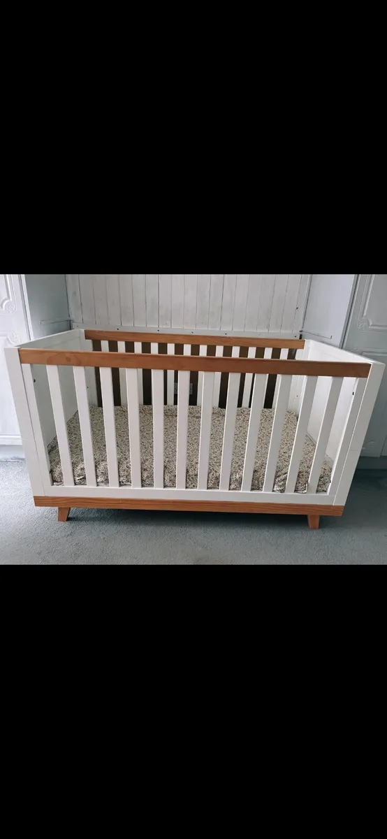 Scandinavian style baby cot and mattress