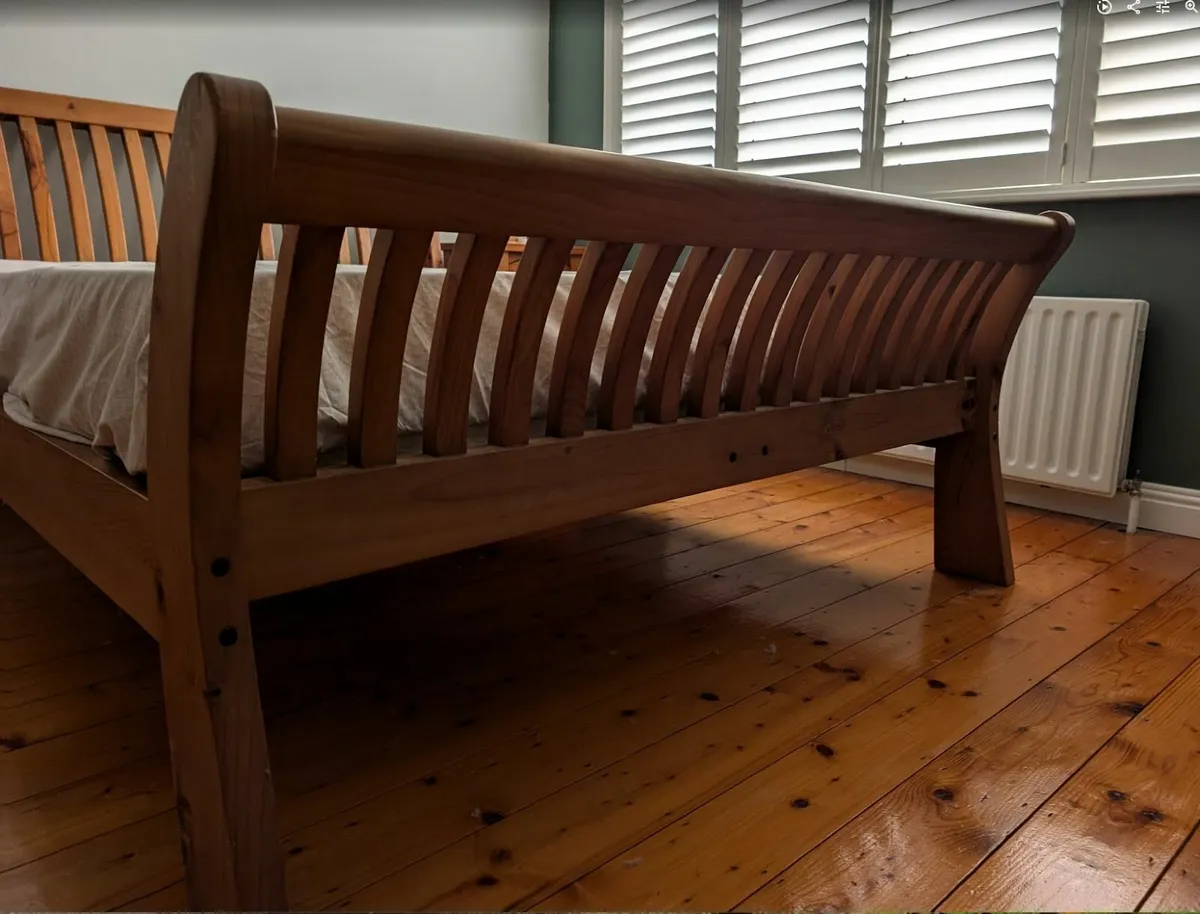 King Size bed with lockers - wooden sleigh style - Image 3
