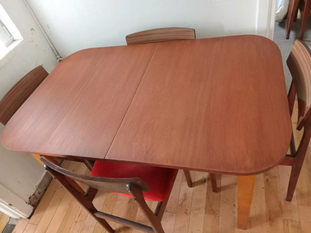 mid century teak extending dining set restored - Image 4