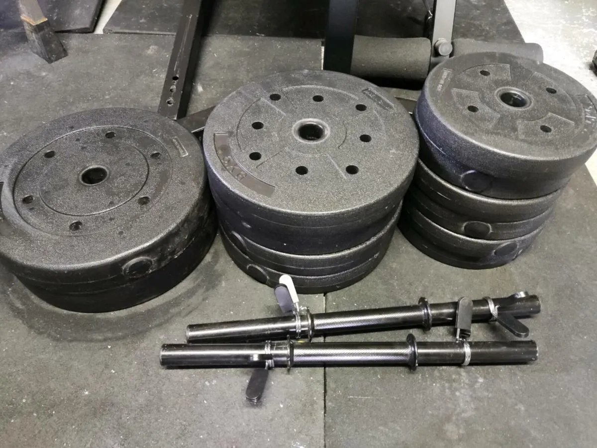 WEIGHT BENCH 55KG WEIGHTS BARBELL DUMBBELLS - Image 2