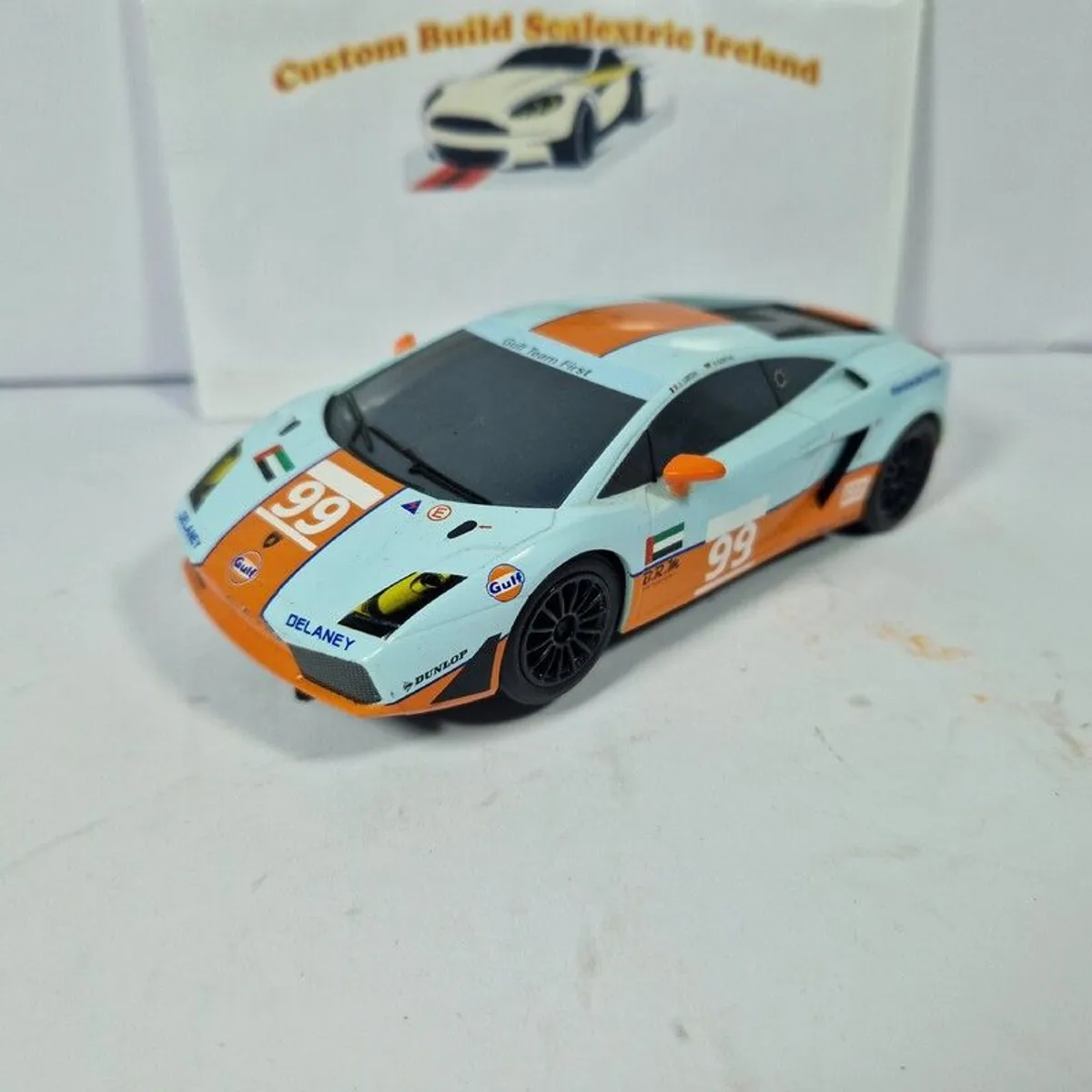 Scalextric Lamborghini Gallardo- Gulf Livery Slot Car   ( GT Touring Supercar ) - Image 1