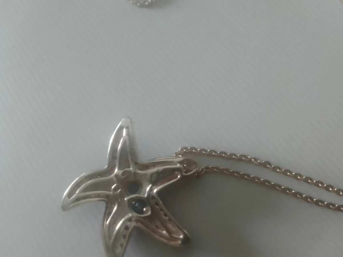 STG SILVER ROSE GOLD DIAMOND STAR FISH PENDANT 20" - Image 4