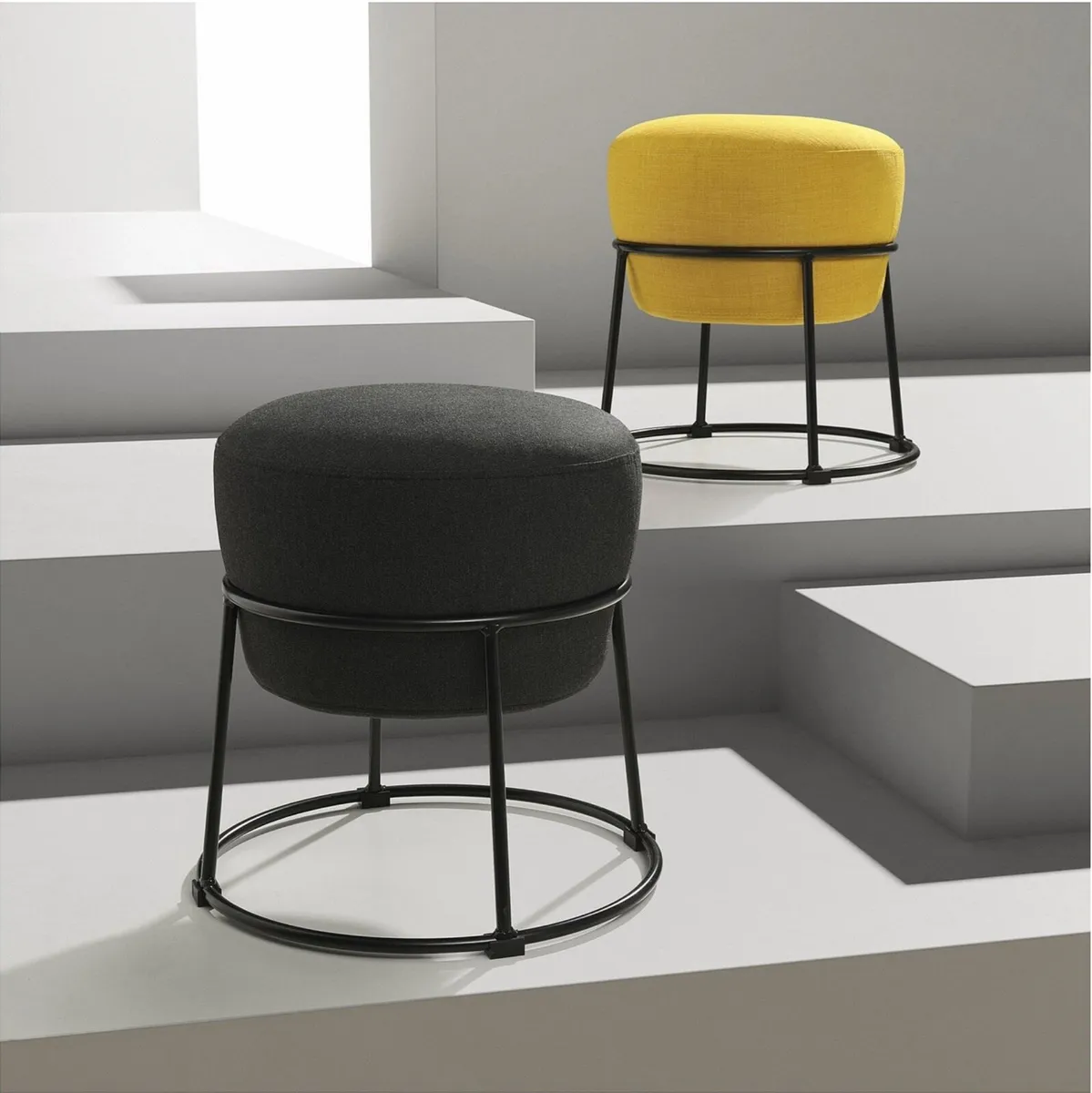 Poof IKEA yellow and dark grey, as new - Image 1