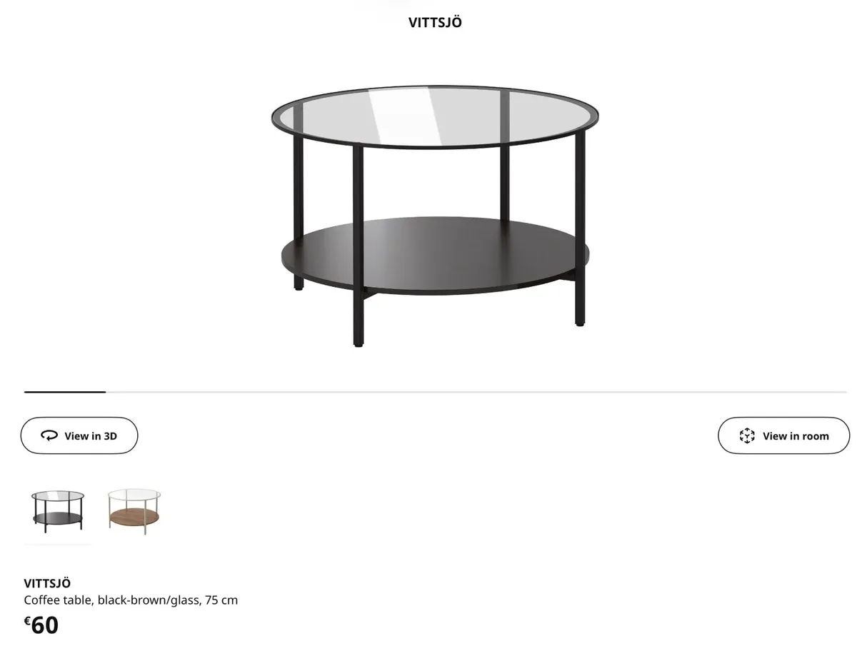 Coffee table black/brown glass IKEA, as new - Image 2