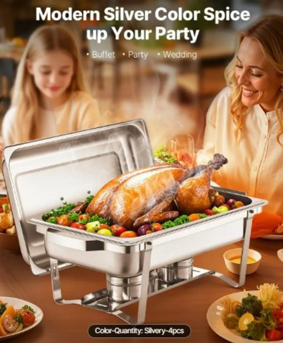 Chafing Dish Buffet Set, 8 Qt 4 Pack, Stainless - Image 2