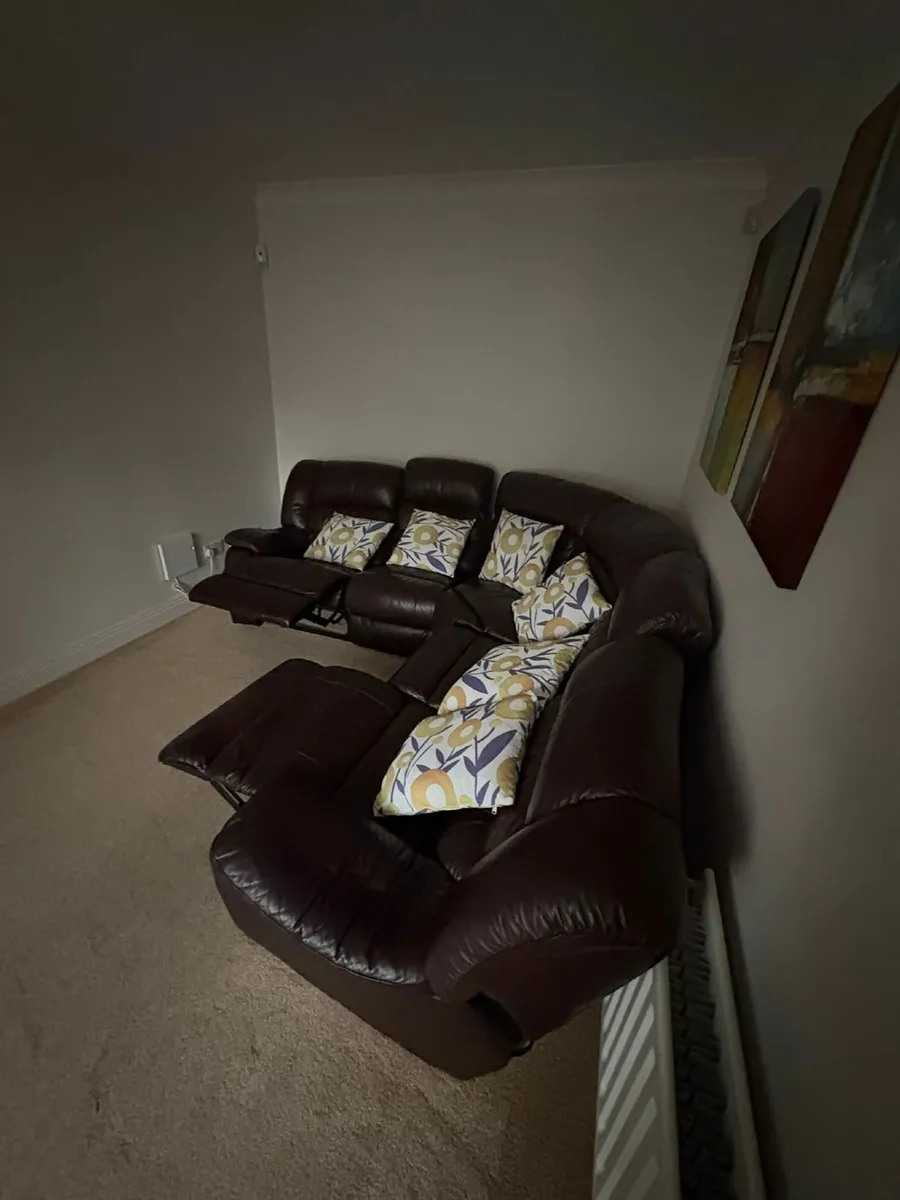 Corner sofa- dark  brown leather - Image 3