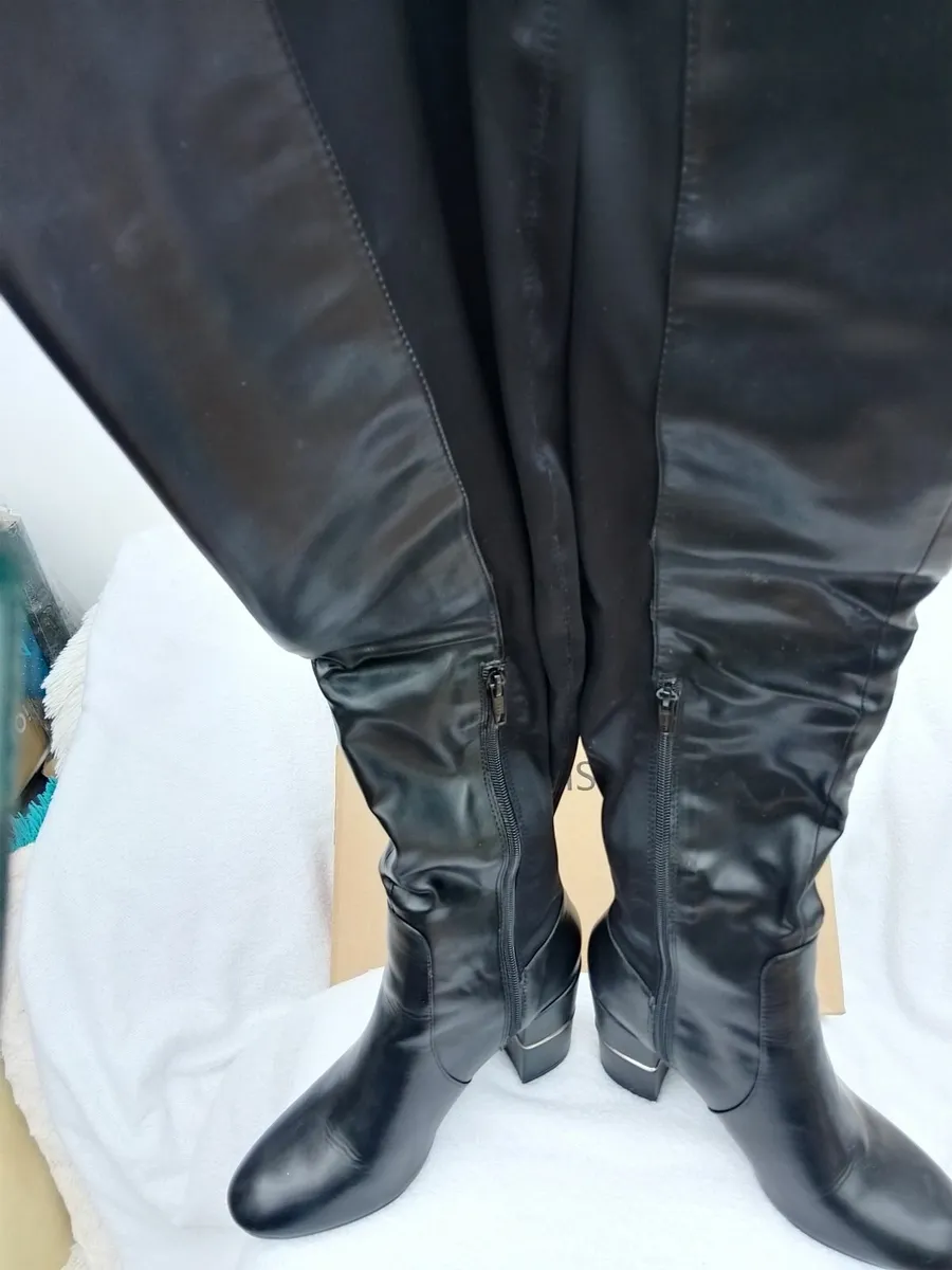 Black leather Over The Knee Boots - Image 2