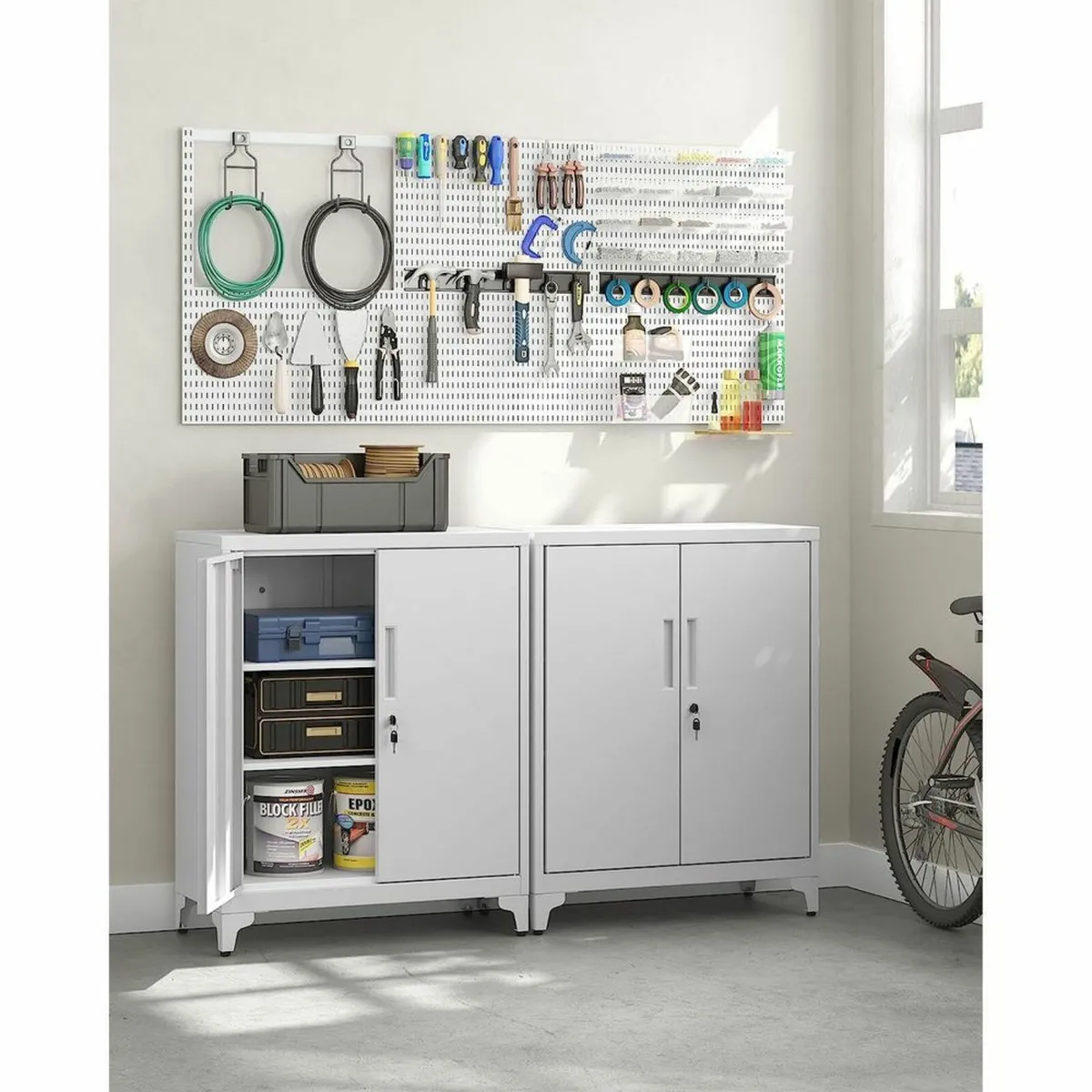 Filing Cabinet with Compartments, Lockable, 2 Doub - Image 2