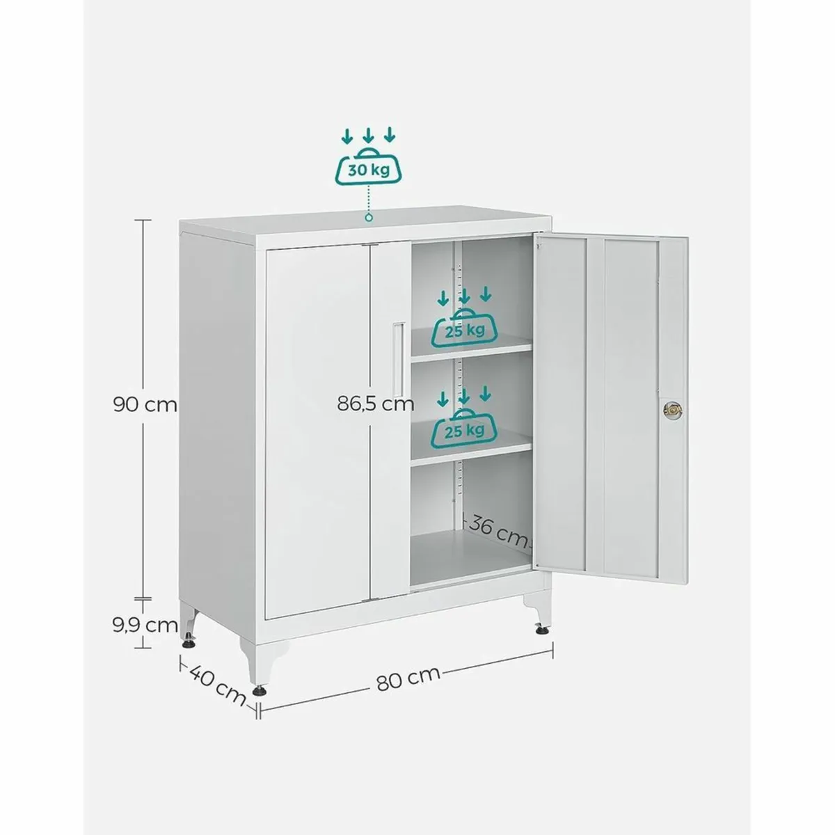 Filing Cabinet with Compartments, Lockable, 2 Doub - Image 3