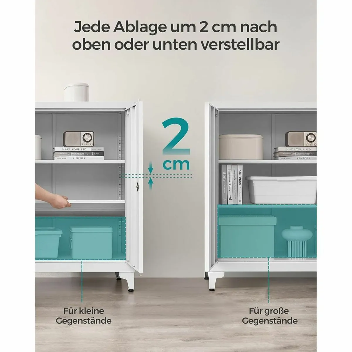 Filing Cabinet with Compartments, Lockable, 2 Doub - Image 4