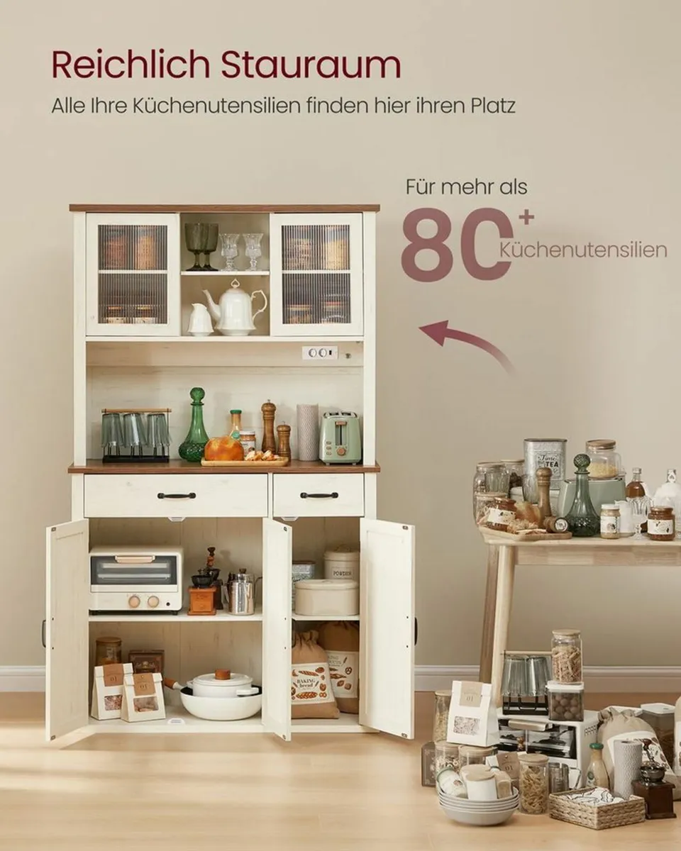 Tall Country Style Kitchen Cabinet Sideboard with - Image 3
