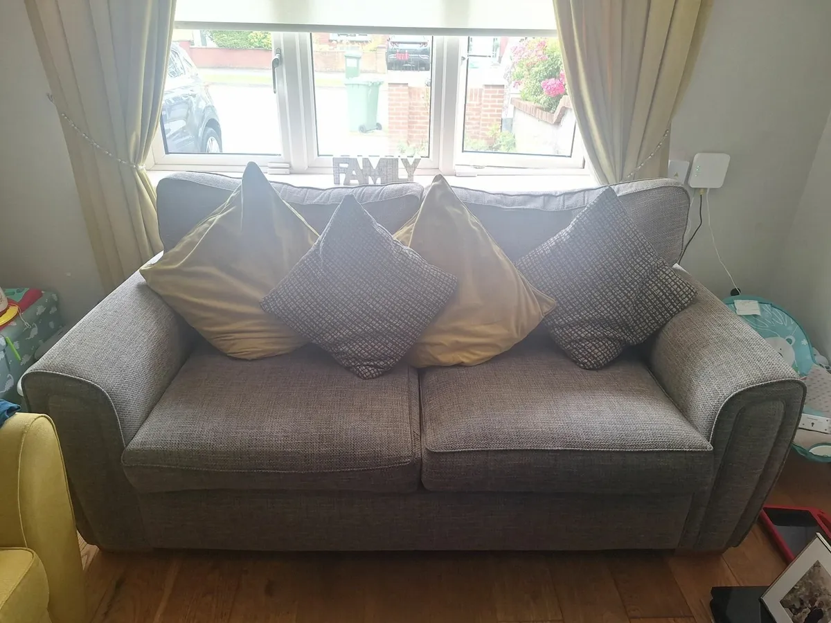 Grey 3 Seater and Armchair - Image 1