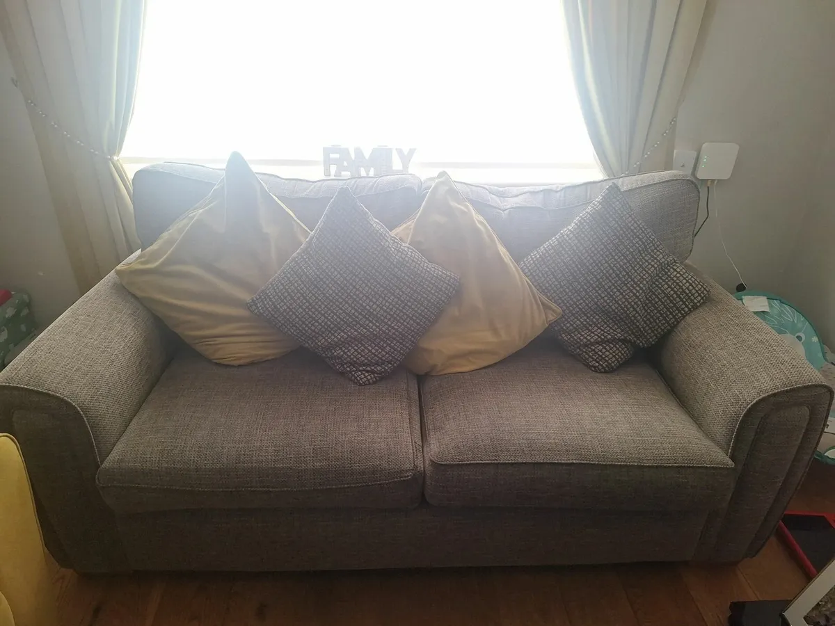 Grey 3 Seater and Armchair - Image 3