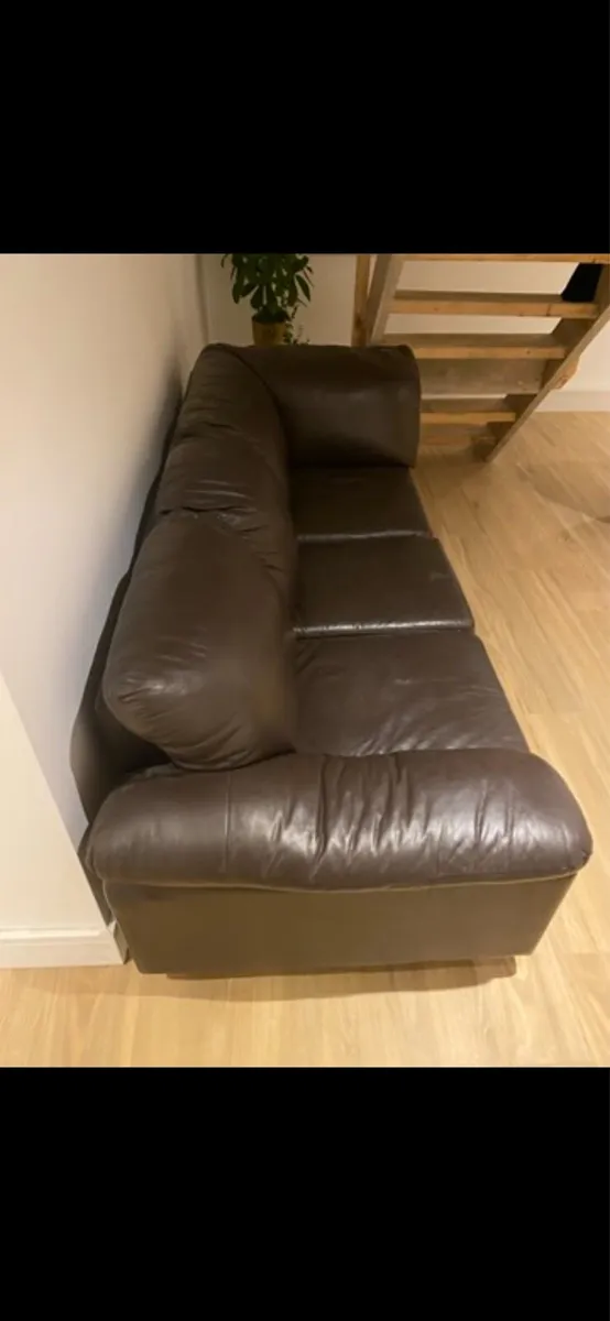 Brown leather sofa - Image 1