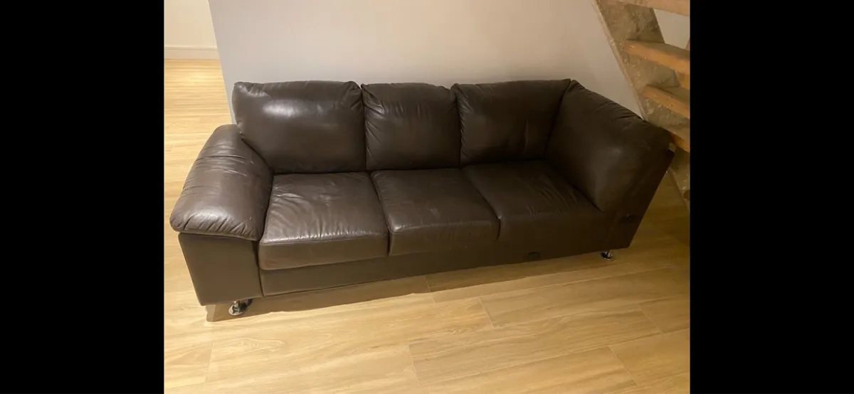 Brown leather sofa - Image 2