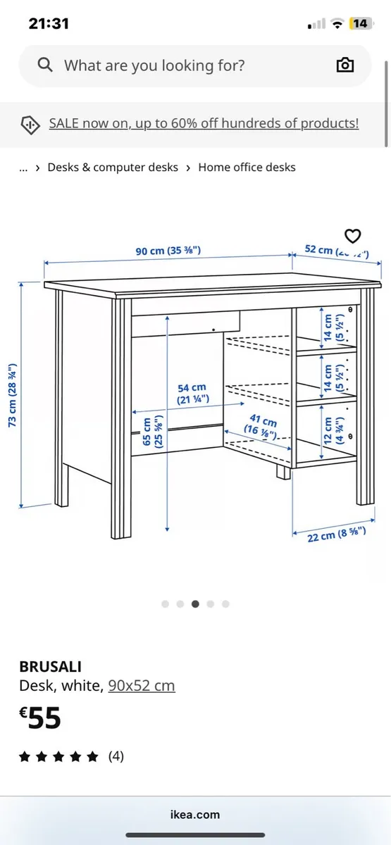 IKEA desk X 2 and 2 swivel chairs white - Image 1