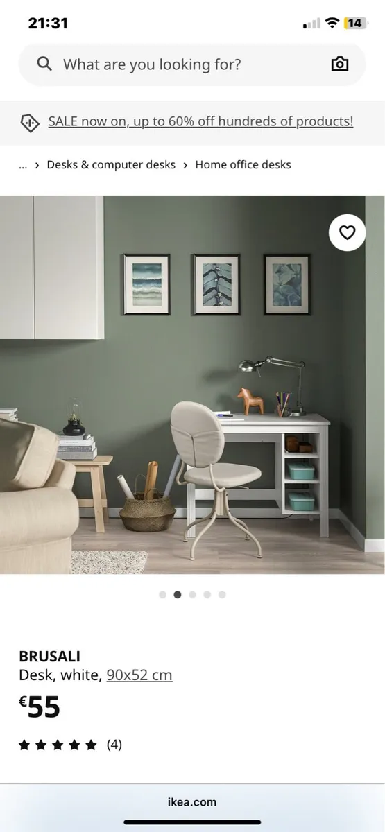 IKEA desk X 2 and 2 swivel chairs white - Image 2