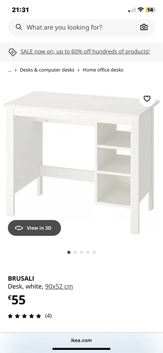 IKEA desk X 2 and 2 swivel chairs white - Image 3
