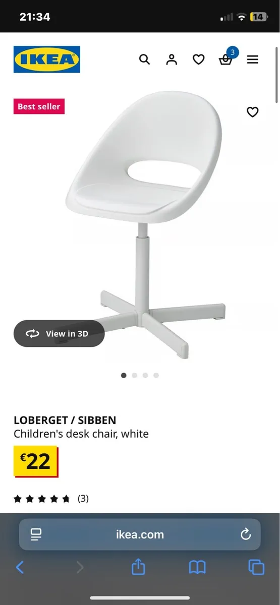 IKEA desk X 2 and 2 swivel chairs white - Image 4