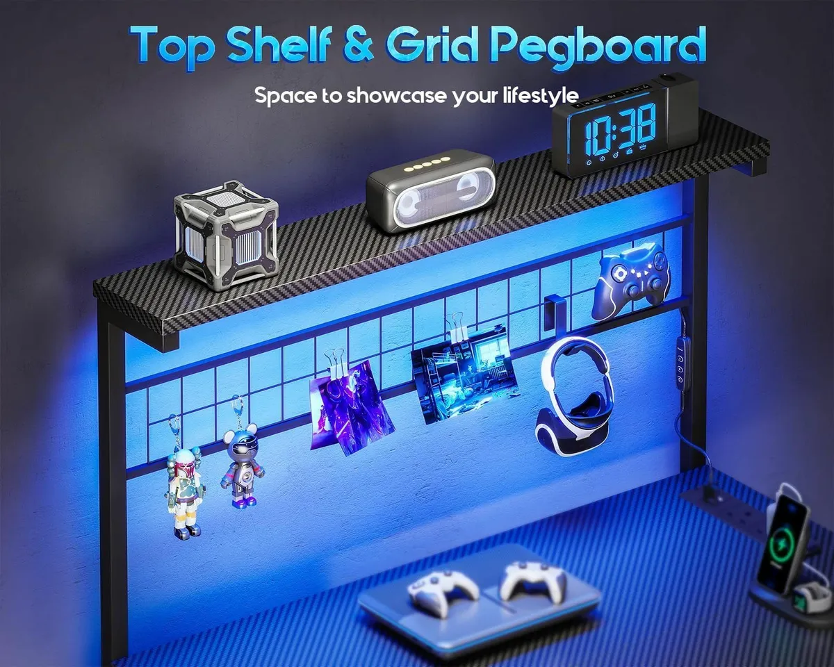 L Shaped Gaming Desk Drawers & Shelf 110 × 80 cm R - Image 4