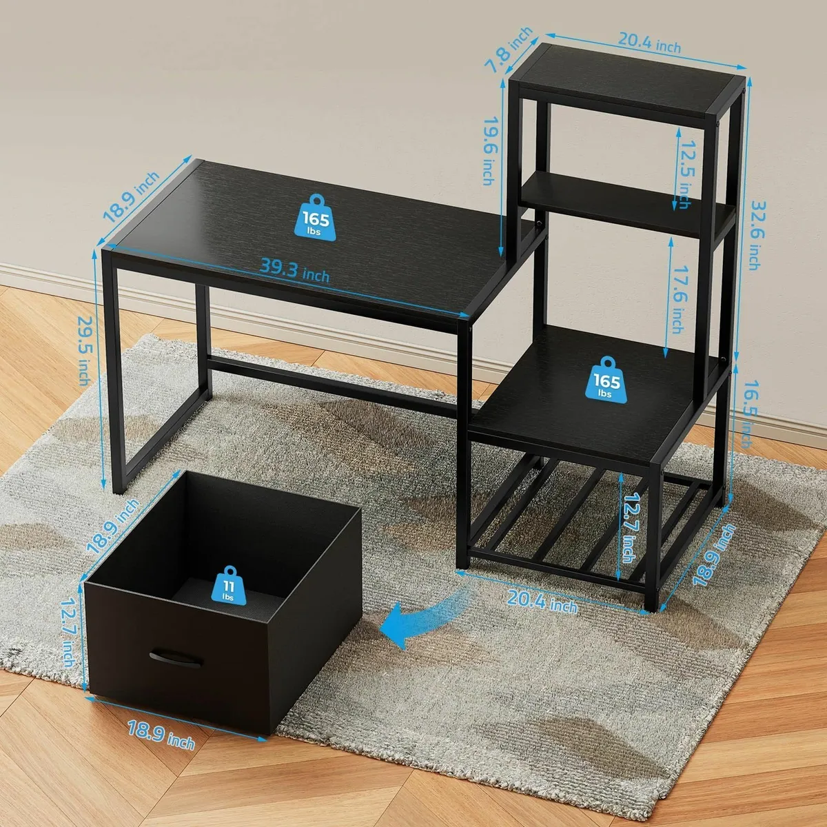 Computer Desk Fabric Drawer150cm Office Reversible - Image 2