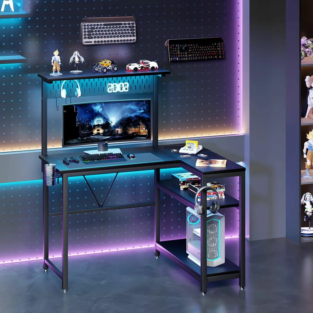 L-Shaped Gaming Desk PegboardReversible Corner 2-L - Image 2